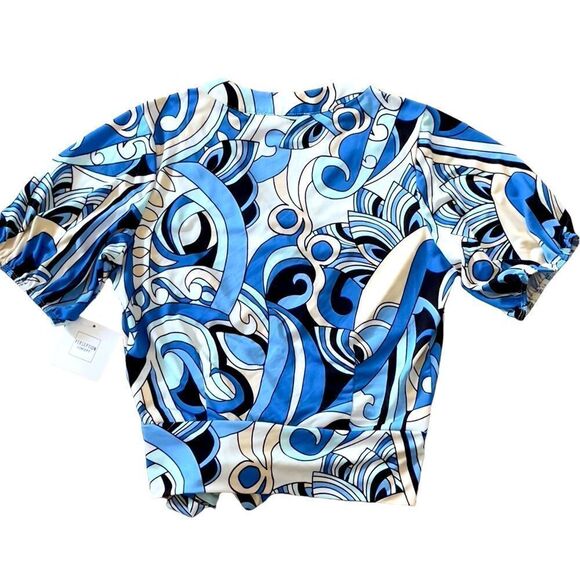 PerSeption Concept Blue Print Front Crossover Top SMALL NWT - Picture 4 of 16